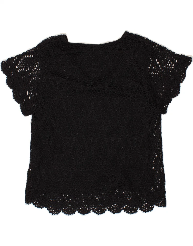 VIYELLA Womens Crochet Top UK 14 Large Black Viscose BH03 - Image 2 of 4