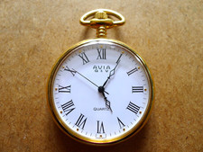 AVIA G  V Golden White Dialed Qtz Pocket Watch... Fully Working.. 40mm. GC