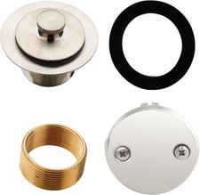 Brushed Nickel Tub Drain Lift &Turn Trim Set with Two-Hole 