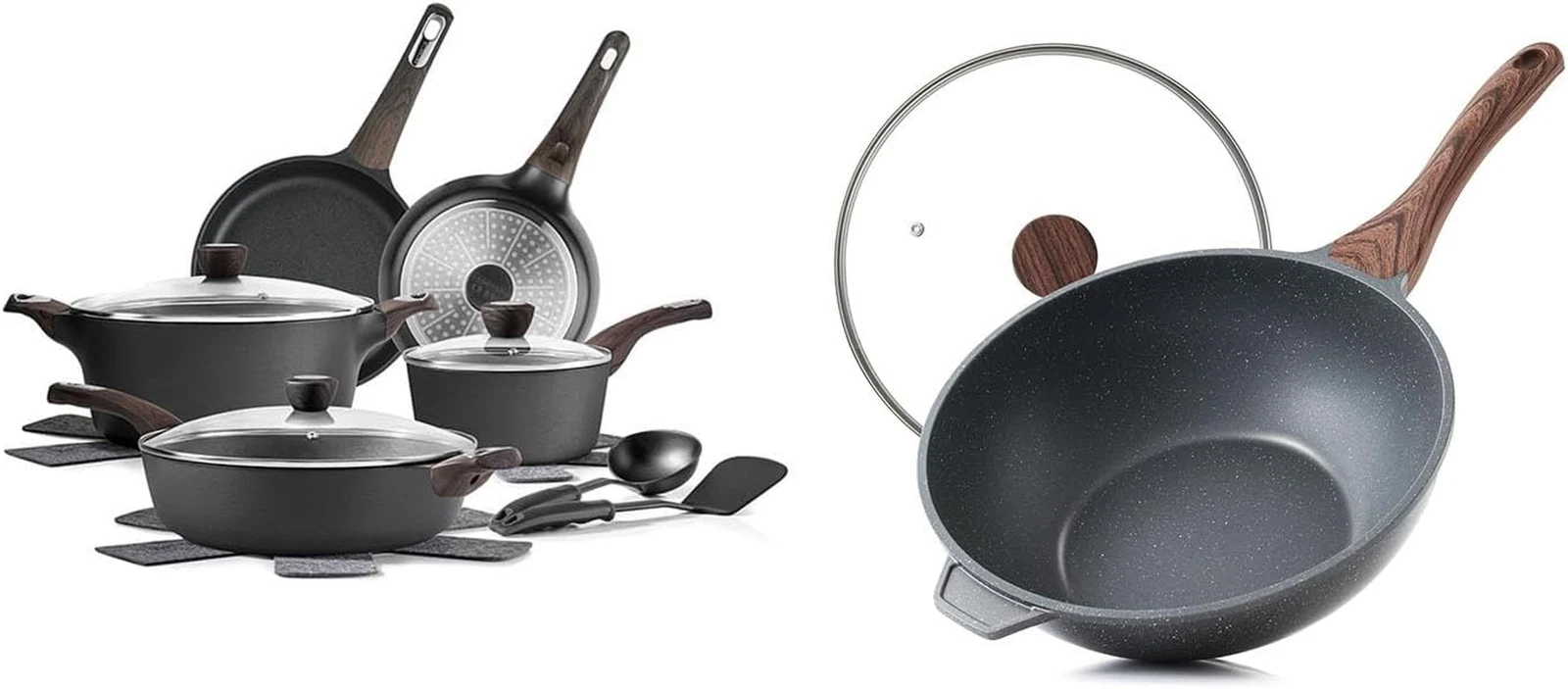 15-Piece Nonstick Cookware Set with 4.5QT Wok and Lid