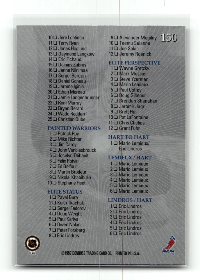 1996-97 Donruss Elite - Checklist Jason Arnott #150 NHL HOCKEY - Image 2 of 2