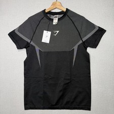 Gymshark Onyx v5 Seamless T-Shirt Black/Light Grey Size XL