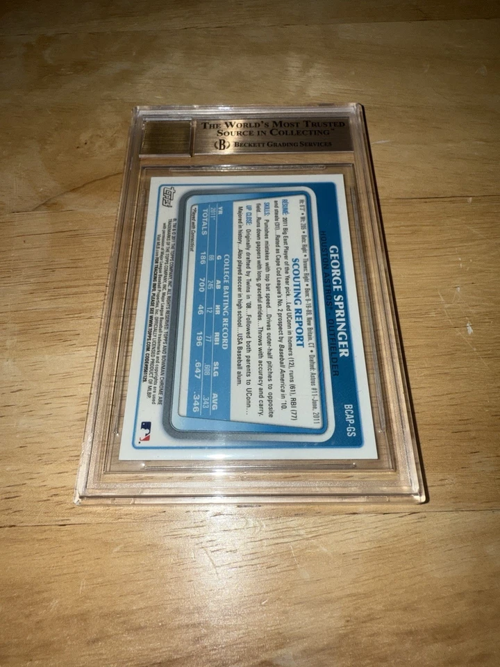 2011 Bowman Chrome George Springer 1ST BOWMAN AUTO BGS 9.5 GEM MT 10 AUTO ASTROS - Image 2 of 2