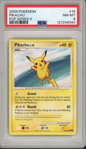 2009 Pokemon Pop Series 9 Pikachu #15 PSA 8