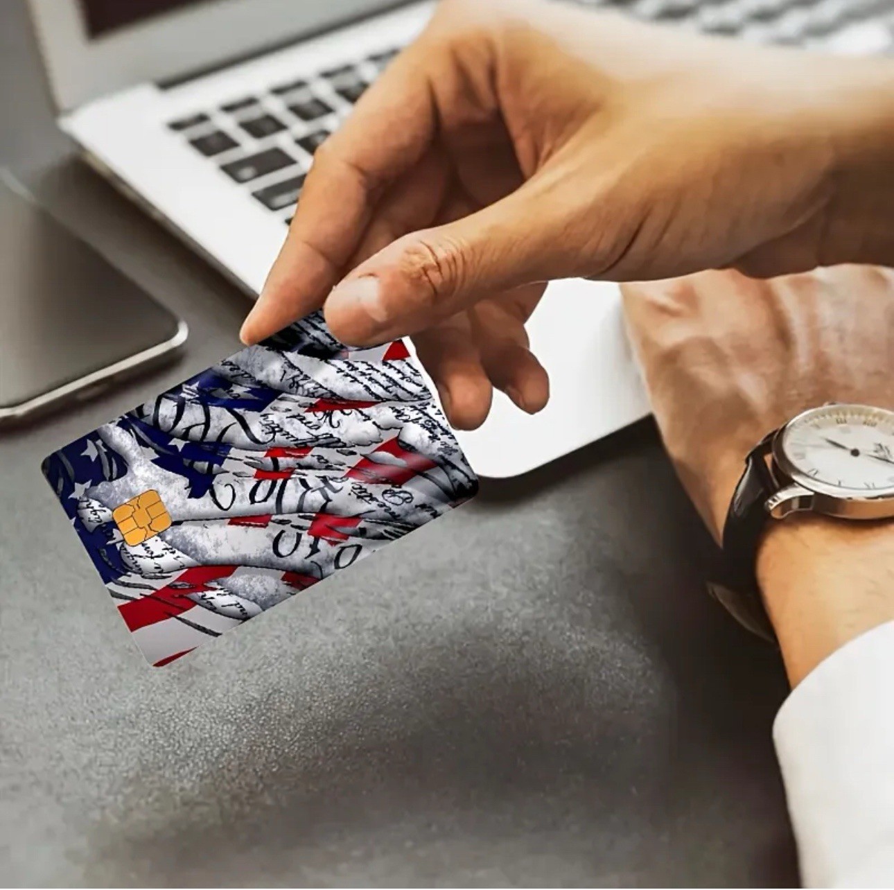 USA US Flag America WE THE PEOPLE Credit Debit Card Skin Sticker Set 2PCS