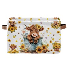 Highland Cow Rectangle Storage Basket - Highland Cow Themed Collection Collap...