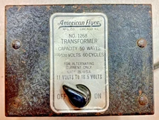 Prewar American Flyer No. 1268  50 Watt Transformer: Works; Needs Cord !