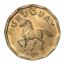 Uruguay 1981 10 Centesimos World Coin Animal Wildlife Horse Aluminum-Bronze KM66