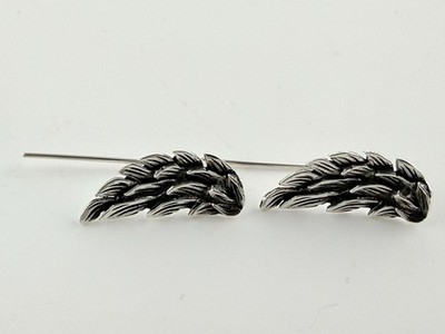 Sterling Silber figürliche gefiederte Engelsflügel Haken Ohrringe 925 3,3 g 1,25 cm