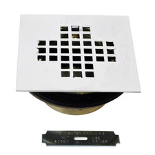 2 In. No-Caulk Brass Compression Shower Drain with 4-1/4 In. Square Grid Cover,