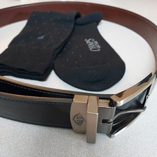 Mens  Dress Belt converts from Black to Brown, Dockers, With  Black Dress Socks.