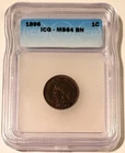 1896 Indian Head Cent MS64 BN ICG