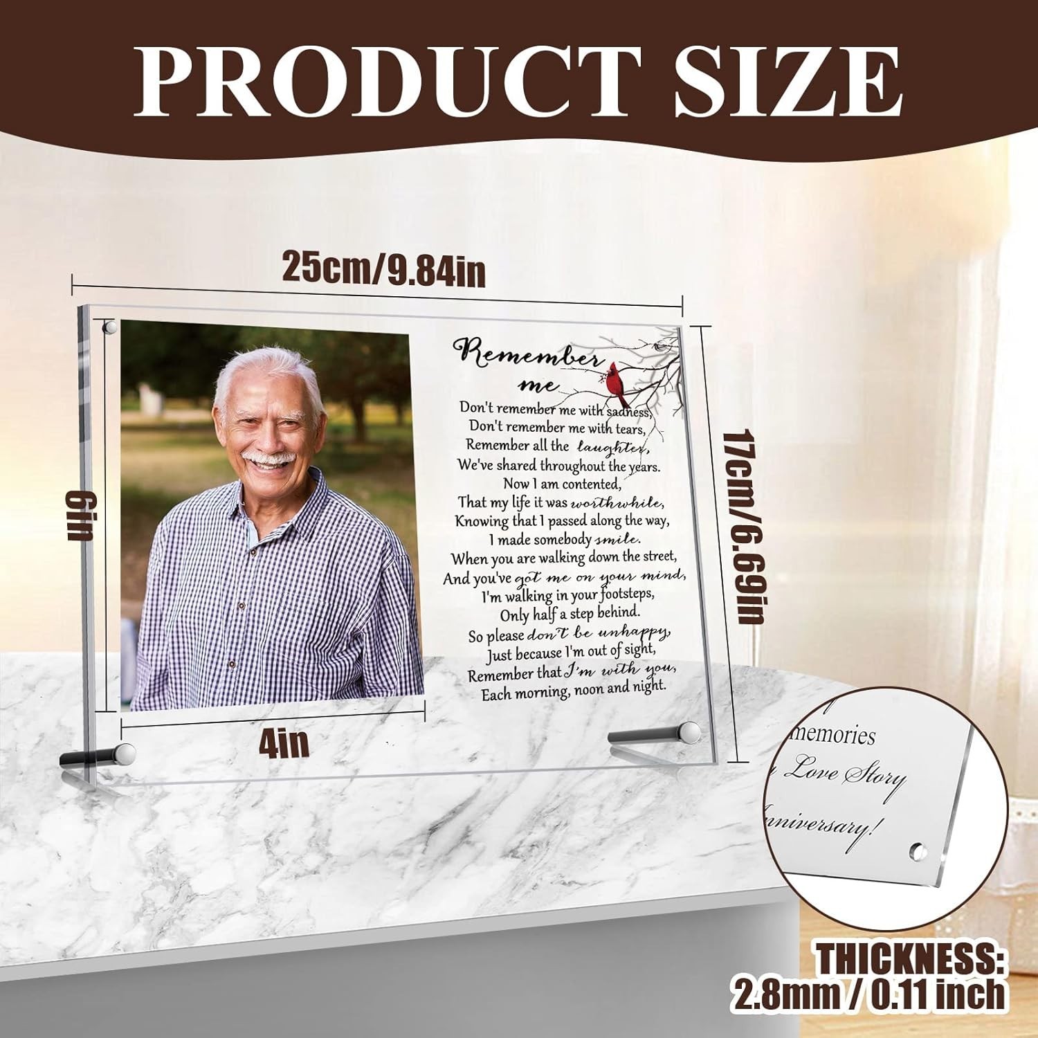 1 Pcs Cardinal Memorial Picture Frame Sympathy Gifts for Loss of Loved One Passe