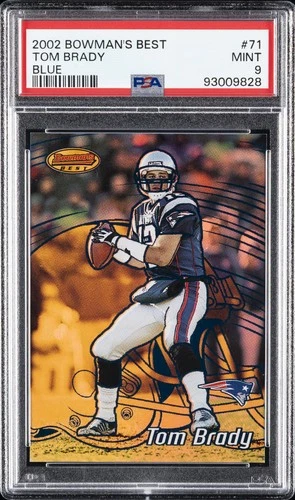 2002 BOWMAN'S BEST BLUE #71 TOM BRADY 171/300 PSA 9