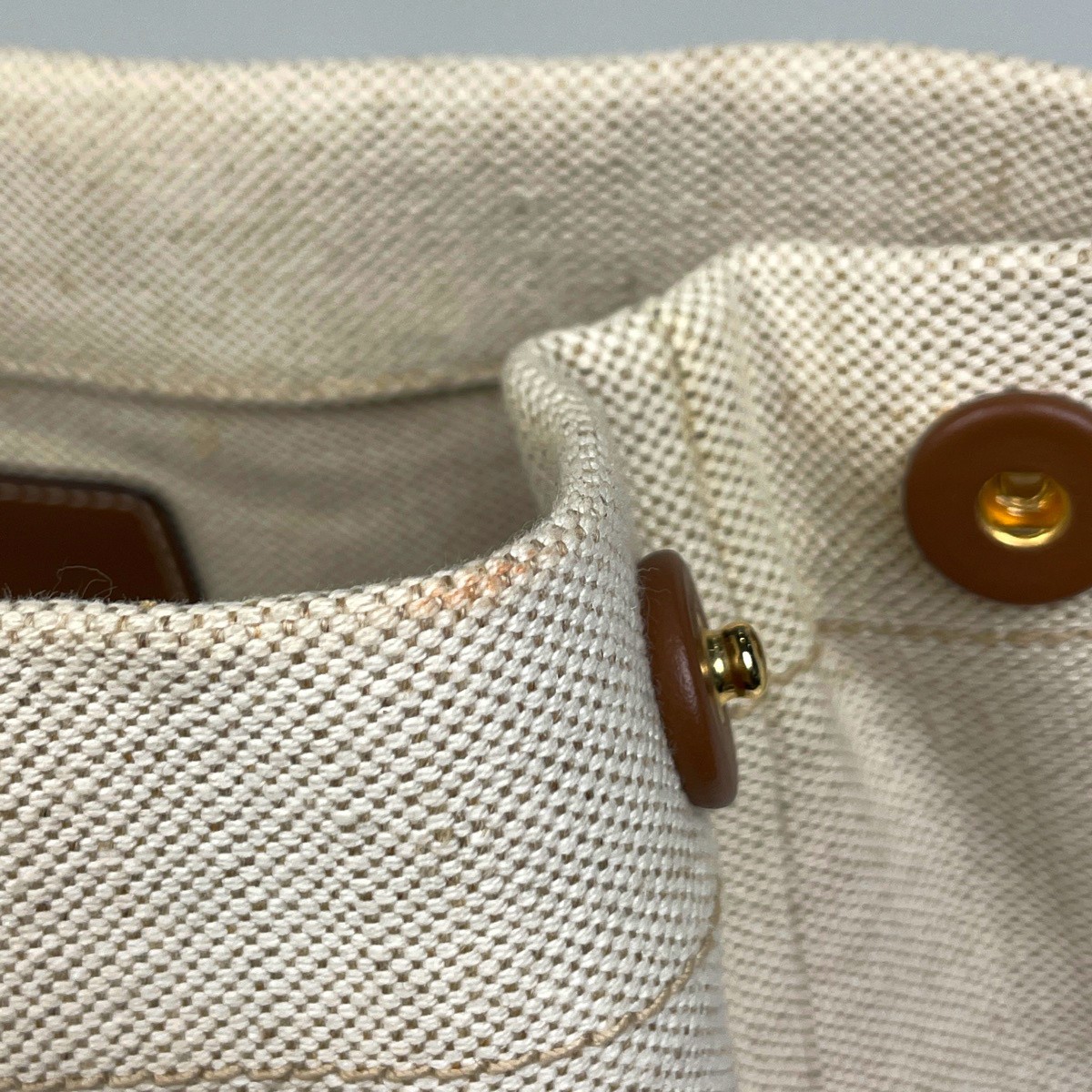 PRADA Logo Tote Bag Hand Bag Tote Bag canvas Natural Brown 1BG356 Women thumbnail 5