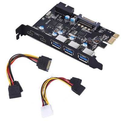 PCI-to (2),A (3) USB 3.0 5-Port PCI Express Expansion Card 2 USB 3.0 Ports wi...