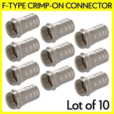 100PCS F-Type Crimp-On Plug Connector for RG6 Coaxial Cable TV Antenna Satellite