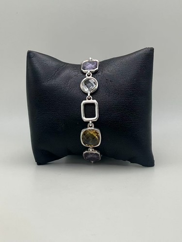 Thistle & Bee 925 Sterling Silver Multi Gemstone Chain Bracelet