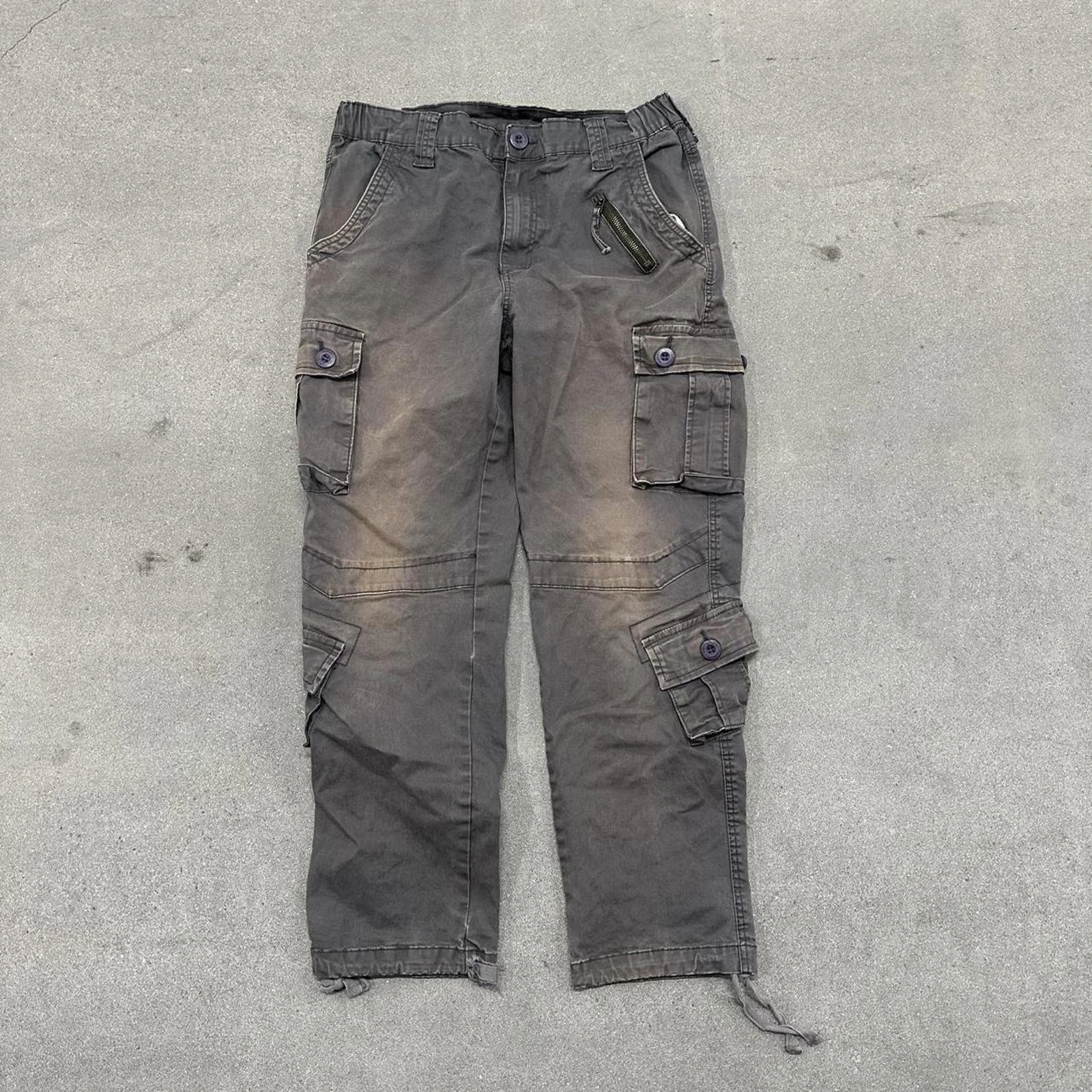Grey vintage cargo/hiking pants with fading