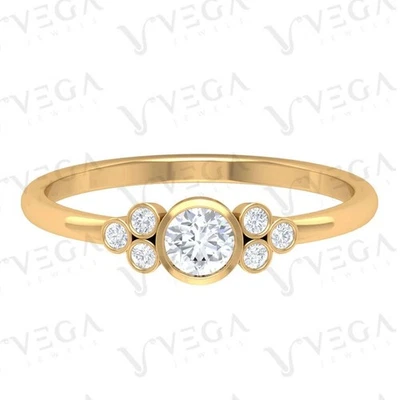 1.30Crt Round Shape Lab Diamond Anniversary Ring Handmade 14k Yellow Gold Plated - image 1 of 4