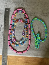Kandi Perler Beads NECKLACE LOT Rave Scene 12-24 Inches Handmade Excellent