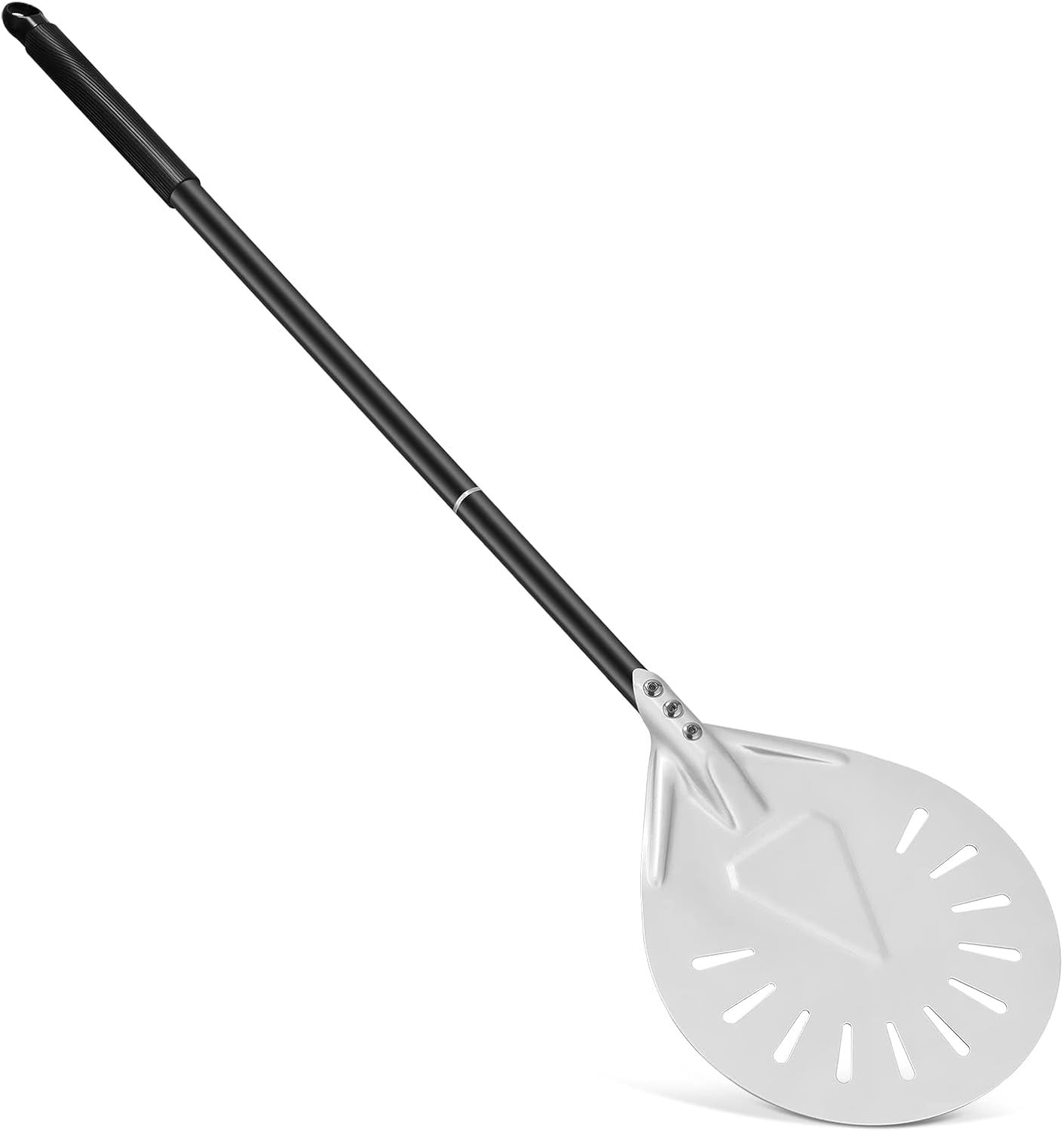 8"" Inch Pizza Round Perforated Peel Shovel, with Non-Slip Long Handle