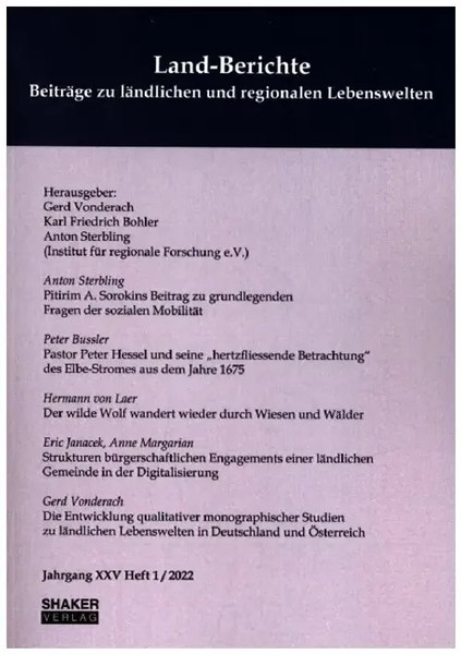 Land-Berichte. BeiträGe Zu LäNdlichen Und Regionalen Lebenswelten | Deutsch-image