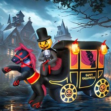 10 FT Halloween Ghost Carriage Inflatable LED Outdoor Yard Decoration Pumpkin