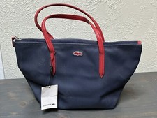 Lacoste Womens L.12.12 Concept Small Shopping Bag - Navy Blue/Maroon 15x9.5x6