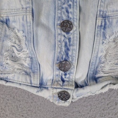 Vanilla STAR Denim Vest Youth Girls Large Button Down Destressed Acid Wash - Picture 4 of 13