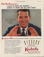 Kimberly Pockette Pen - 1948 - Eversharp - Fred MacMurray - Vintage Magazine Ad