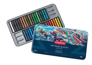 Derwent Inktense Water-Soluble Blocks Tin of 24 Assorted Colours