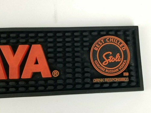 STOLICHNAYA STOLI VODKA Rubber Bar Rail Spill Mat Approx 21"x 3.5" Black Orange - Picture 4 of 10