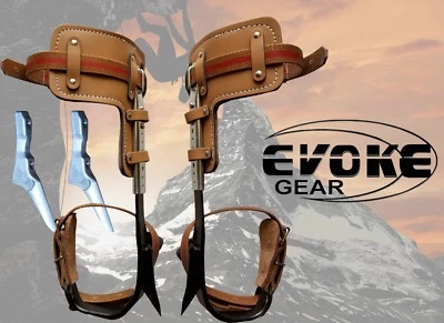 EVOKE GEAR Tree Climbing Spike Set Pole Spurs Climber Adjustable With Extra set Tree Gaffs