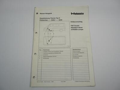 Fiat Peugeot Citroen Einbauanleitung Webasto Thermo Top S DW/BW50 Heizung