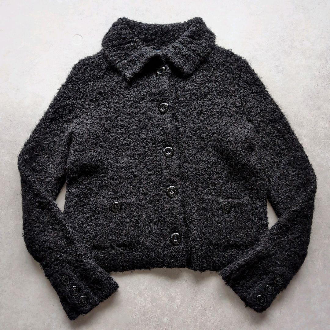 Burberry Knit Jacket Cardigan Alpaca Mohair Black Women's Vintage Used