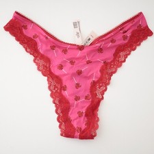 NEW Victoria's Secret TEASE Smooth Satin Lace High Cut Thong Panty XL X-LARGE