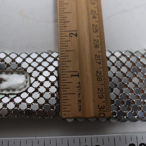 Vtg Silver Mesh Hip Belt Women M L Slide Adjustable Latch Lock Round Buckle - Picture 10 of 11