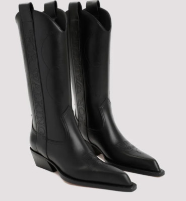 $1525 OFF-WHITE ''FOR WALKING'' TEXAN BLACK LEATHER WESTERN BOOTS  37