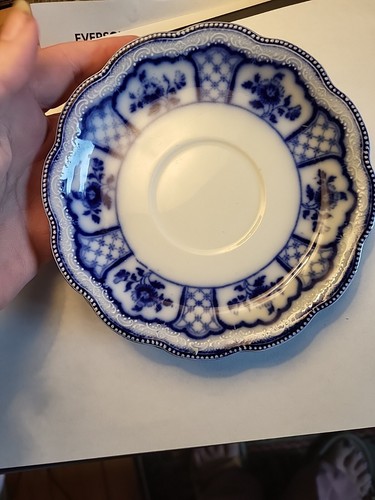MELBOURNE by GRINDLEY Flow Blue 3 Cup Saucers NO GOLD TRIM Lot - Picture 4 of 10