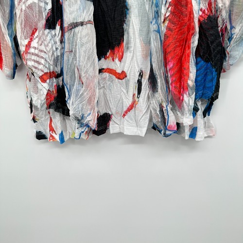 Ali Miles Tunic Top Shirt Blouse Size 1X Stretch Knit Crinkle Vest Overlay Artsy - Picture 5 of 13
