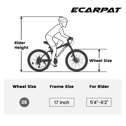 26'' Fat Tire Bike Youth 21 Speeds Disc Brakes Mountain Bike Carbon Steel Frame