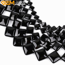 Natural Black Agate Onyx Gemstone Loose Beads For Jewelry Making 15" Diagonal