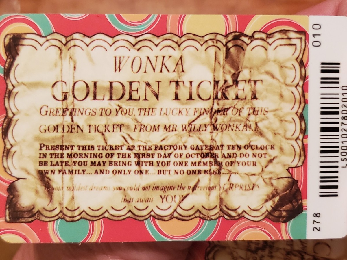 TM & WB Golden Ticket RARE Card Willy Wonka Coin Pusher Prize