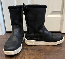 Girls Black Cat  Jack Winter Fashion Faux Fur Pull On Zip Boots Size 2