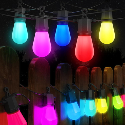 Color Changing Outdoor String Lights 48FT, Dimmable String Lights for outside - Picture 1 of 6