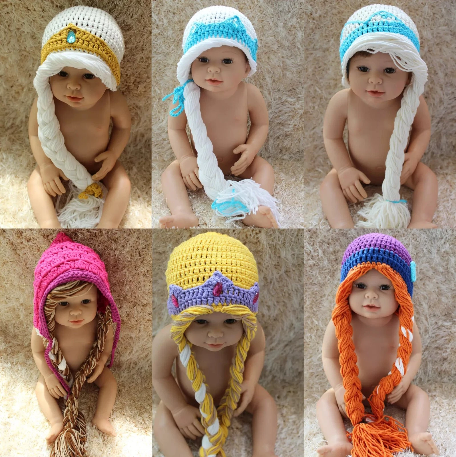 New Wholesale Lot 10 Handmade Knit Crochet Hat Newborn Baby Child Frozen Hat Cap