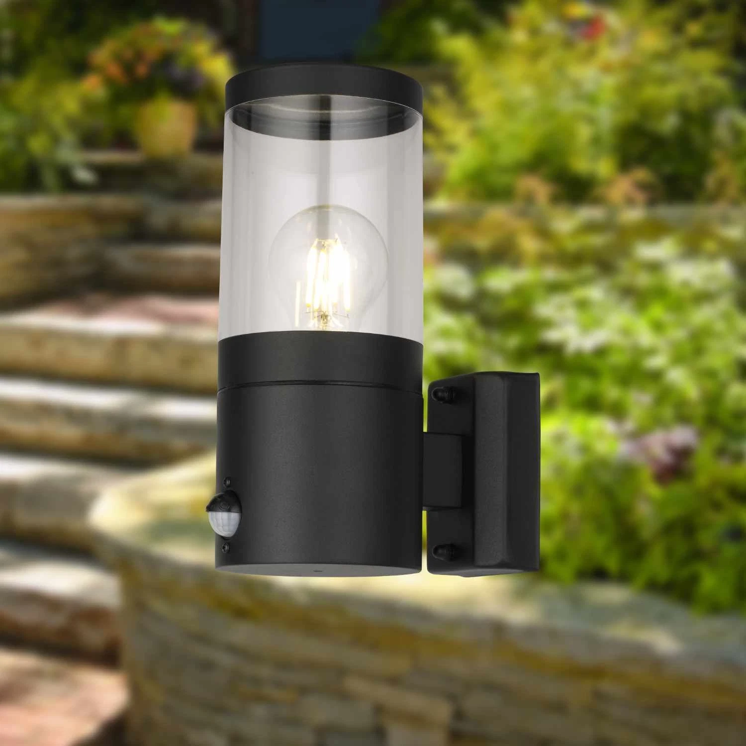 Modern Black Outdoor Porch PIR Motion Sensor Wall Light IP44 Security Light - Picture 4 of 6
