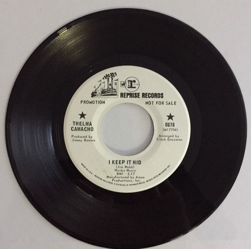 THELMA CAMACHO, I KEEP IT HIDDEN, REPRISE Records #878, 45 Record Promo, 1969 - Picture 2 of 5