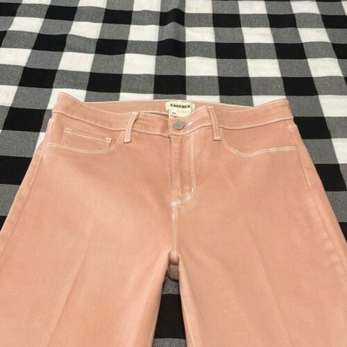 L'Agence Margot High Rise Dusty Pink White Contrast Coated Cropped Skinny Jeans - Picture 2 of 14